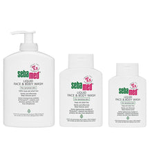 Load image into Gallery viewer, Sebamed Liquid Face_Body  Wash 200ml 500ml 1000ml front.
